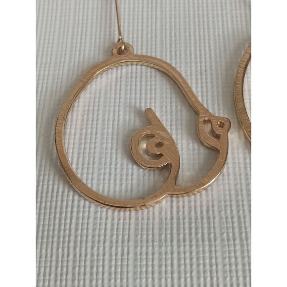 Gold Toned Women's Breast Lightweight Metal Chest Dangle Style Fashion Earrings - Picture 4 of 9